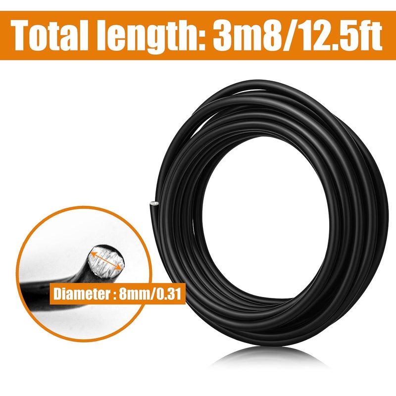 KH866 Black Bonsai Training Wire Aluminum 8mm Diameter – Anodized Aluminium Roll for Tree Branch Fixing, Plant Shape Sculpting, Bendable Solid Accessories for Floral Stems, Crafting Garden & Landscape 500g - Image 2